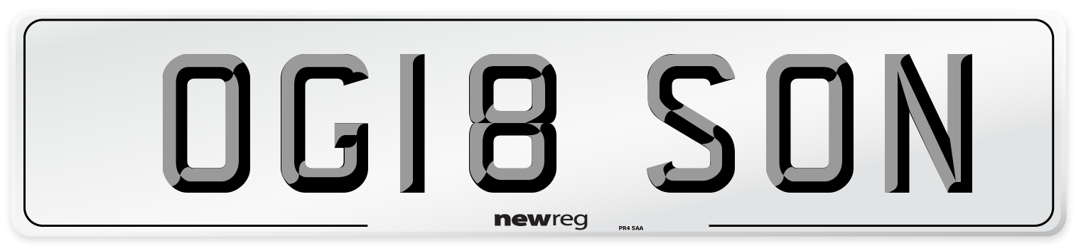 OG18 SON Number Plate from New Reg